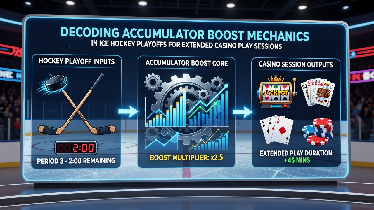 Casino gaming floor with ice hockey playoff highlights on screens during extended play sessions