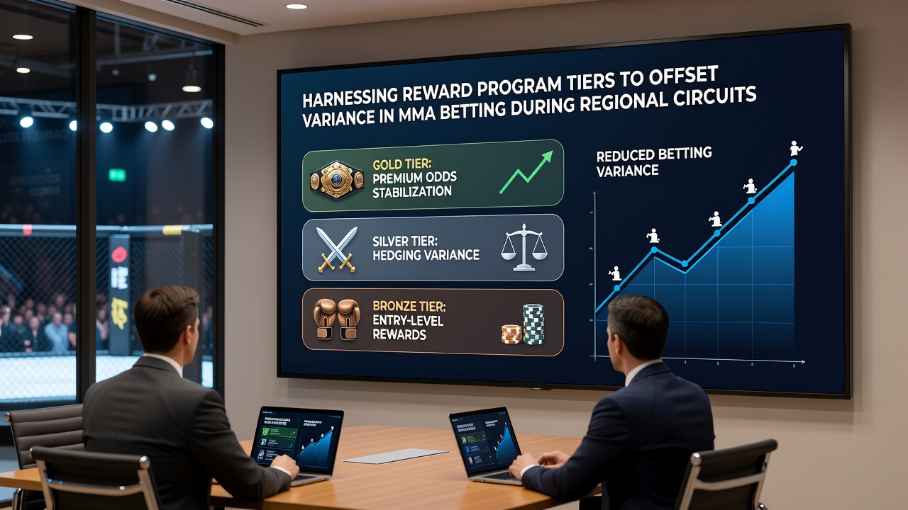 Bettors reviewing tier progress on sportsbook dashboards during extended regional MMA schedules