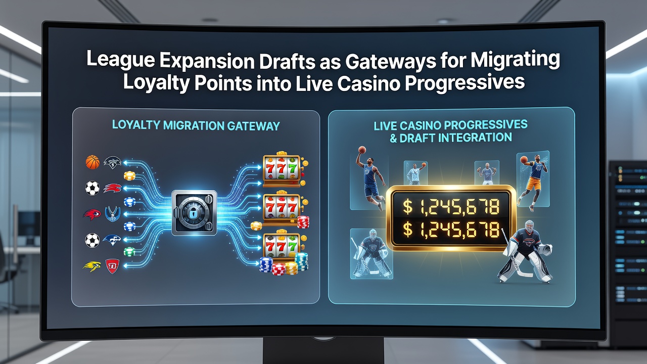 Diagram showing loyalty point flow from expansion draft betting into casino progressive jackpot systems