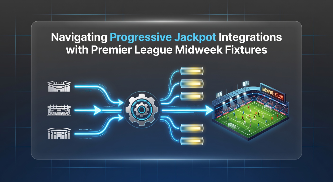 Premier League stadium under lights during a midweek match with digital overlays showing jackpot progress indicators on betting interfaces