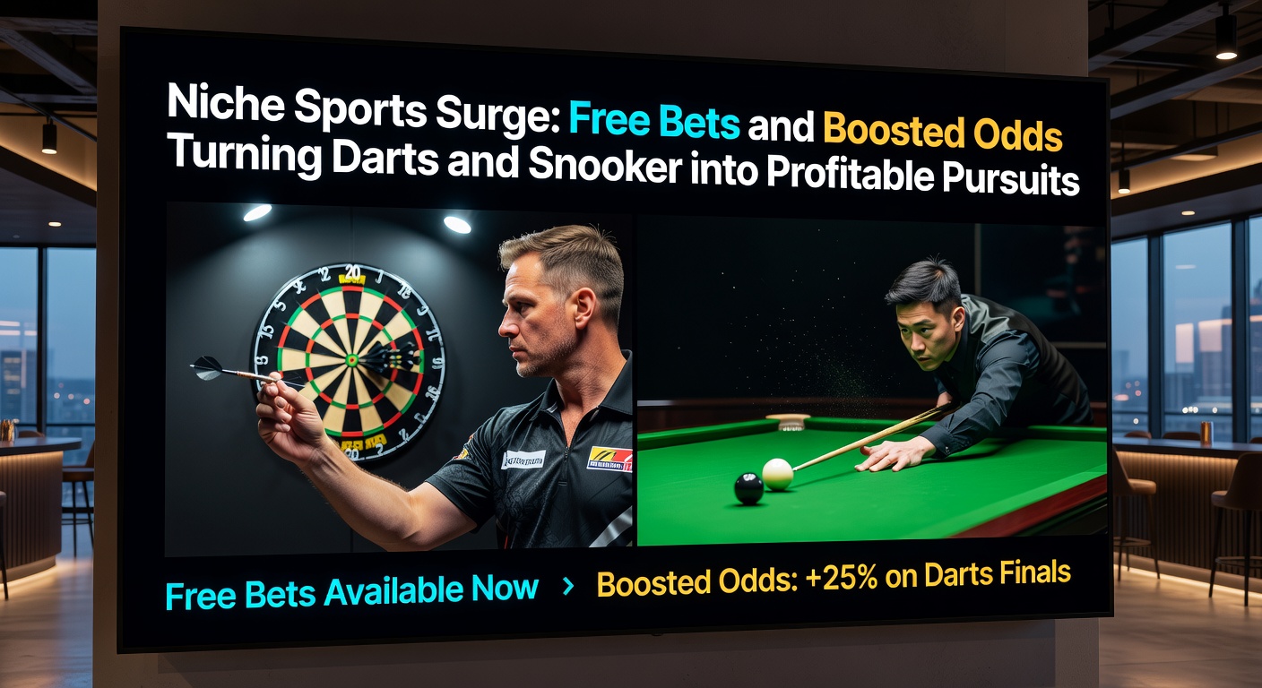 Professional darts player aiming at the bullseye during a high-stakes tournament match, capturing the precision and intensity that draw bettors to this niche sport