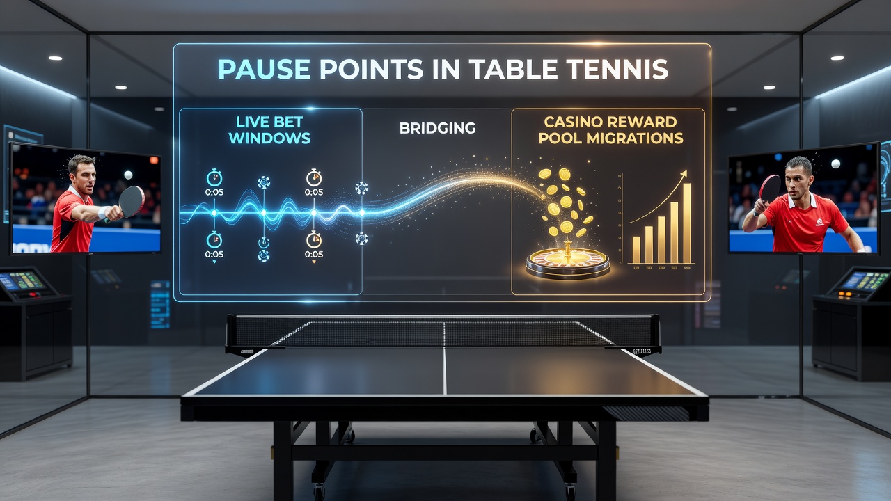 Casino reward pool interface showing migration from sports betting balance during table tennis break