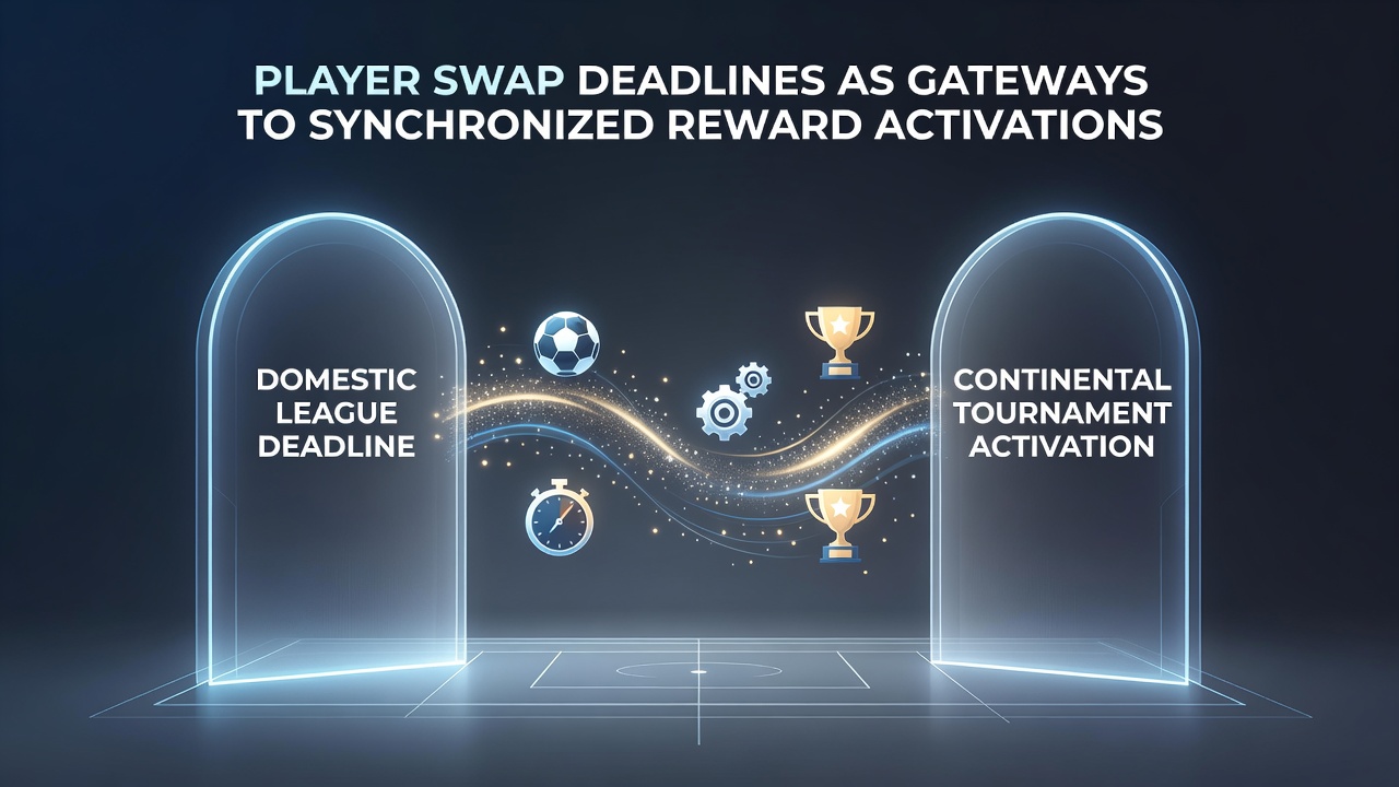 Timeline graphic showing player registration deadlines intersecting domestic league schedules with continental tournament phases