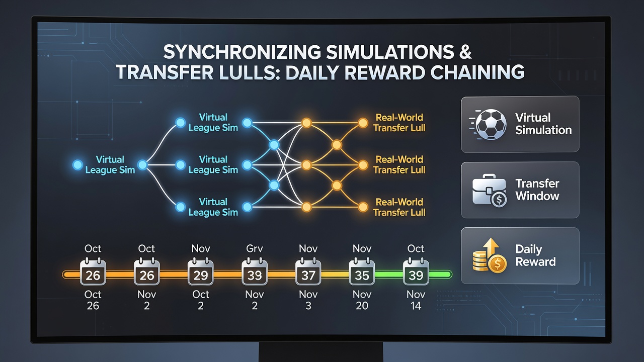 Chart showing reward trigger timelines aligned with Asian virtual football simulations during transfer windows