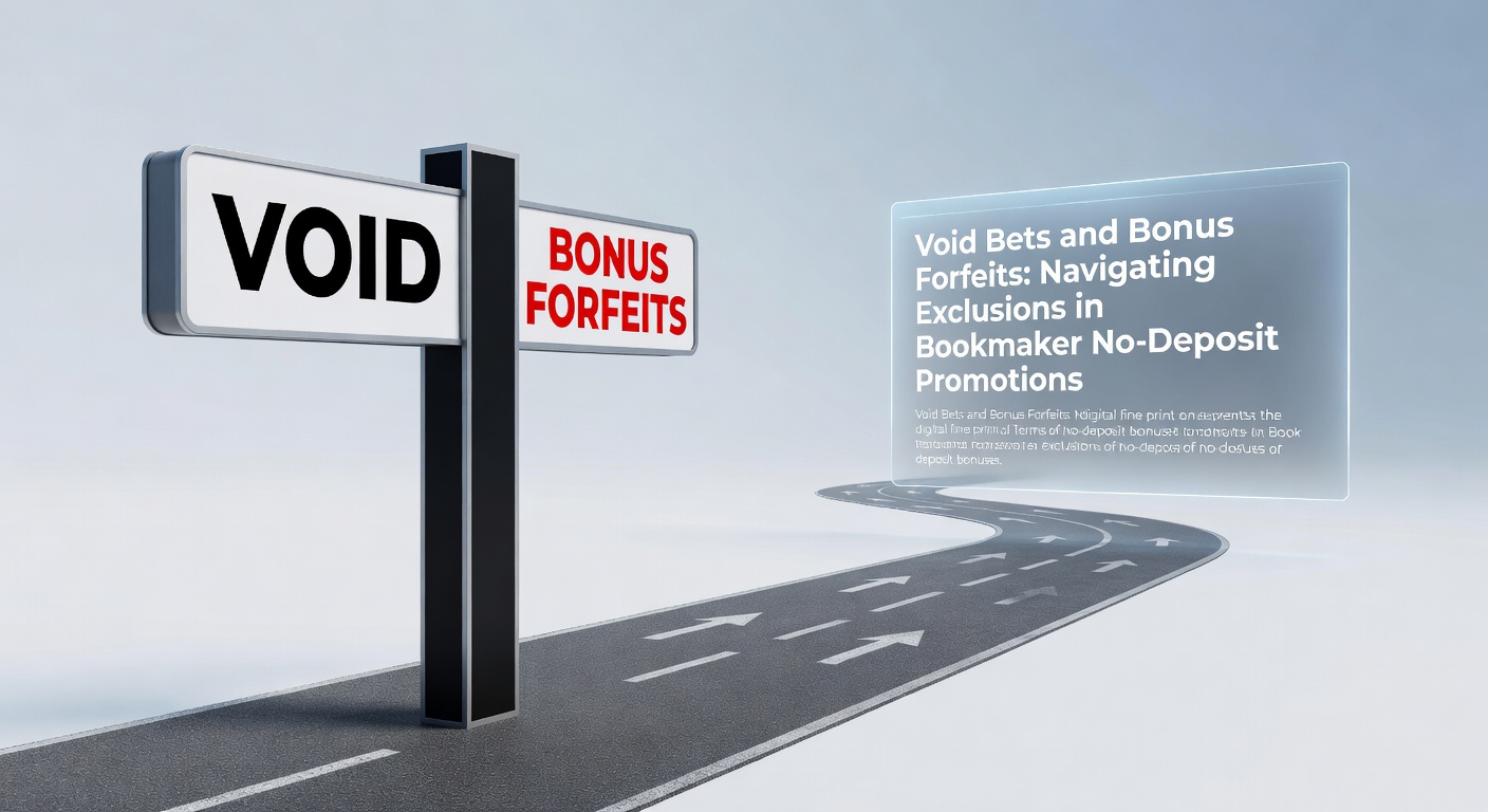 Bookmaker app displaying a no-deposit bonus offer with terms and conditions highlighted, showing void bet notifications