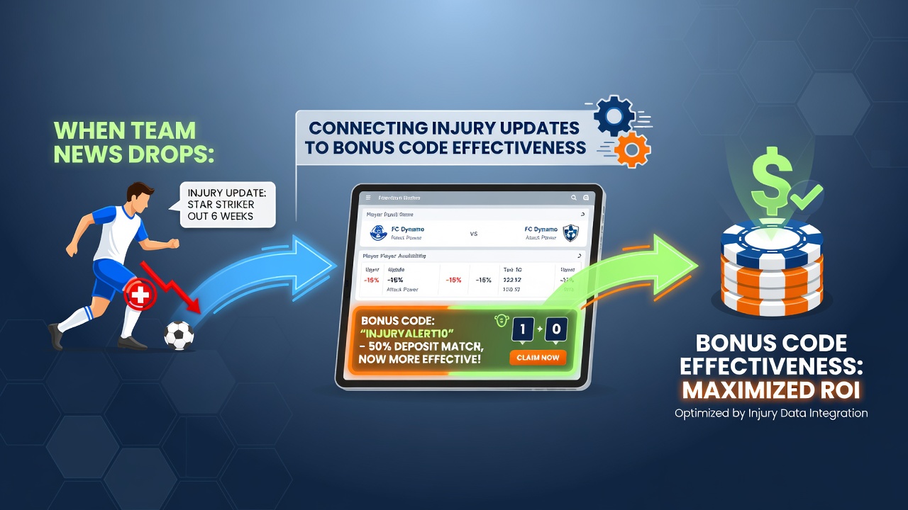 Bettors reviewing real-time soccer injury reports alongside active bonus code promotions on mobile devices